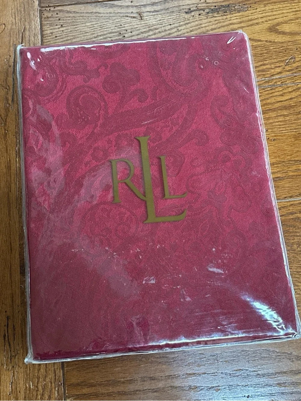 Lauren Ralph Lauren Home Vintage Red Damask Cotton Blend 70” Round Tablecloth
